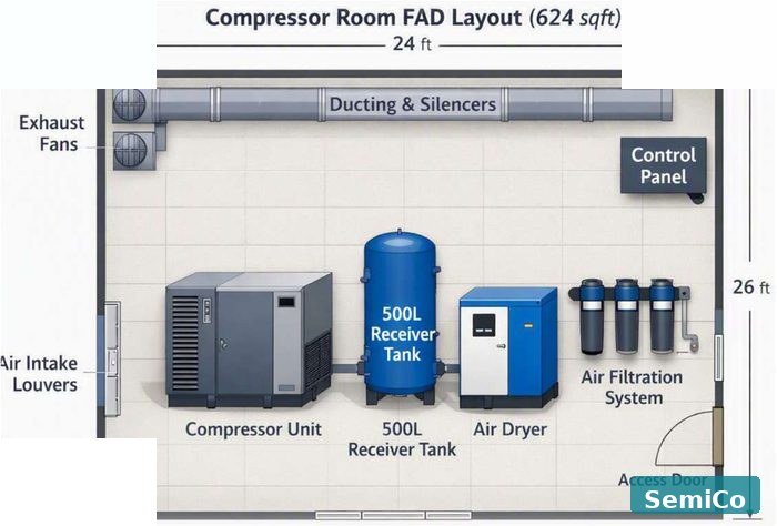 Compressor room FAD layout design